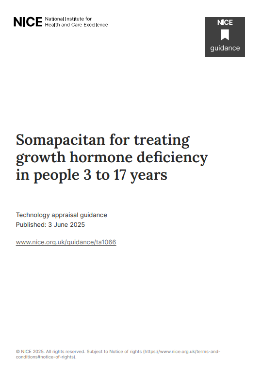 Somapacitan for treating growth hormone deficiency in people 3 to 17 years - front page image